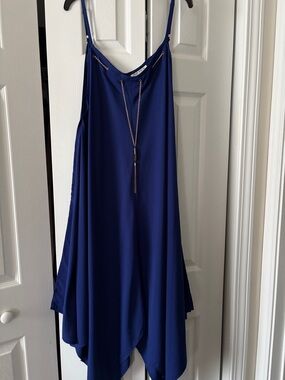 Speed Control Royal Blue Asymmetrical Spaghetti Strap Dress